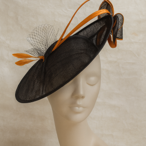 Chapeau Cérémonie Noir Orange Sisal