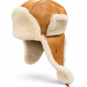 Chapka en peau retournée Jaune Marone