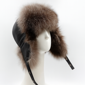 Chapka Femme – Cuir Noir & Renard